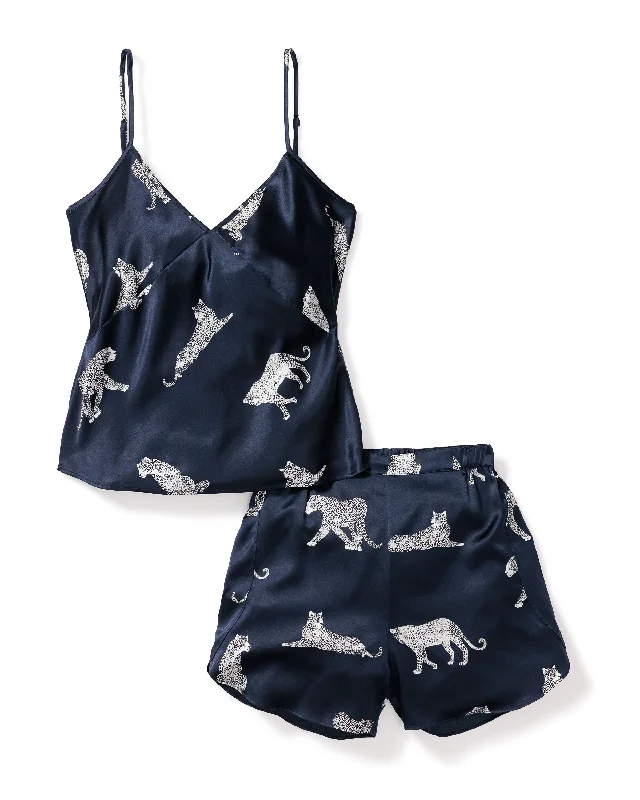 Women’s Silk Cami Short Set in Panthère de Nuit