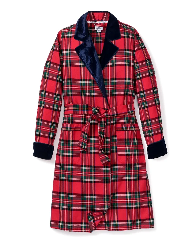 Women’s Imperial Tartan Long Robe with Velvet Trim