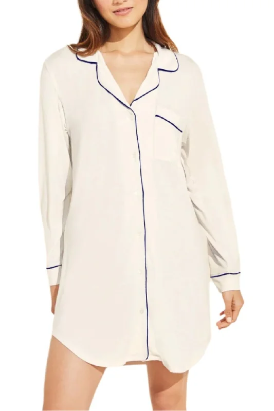 Gisele Sleepshirt in Pure Ivory/Navy