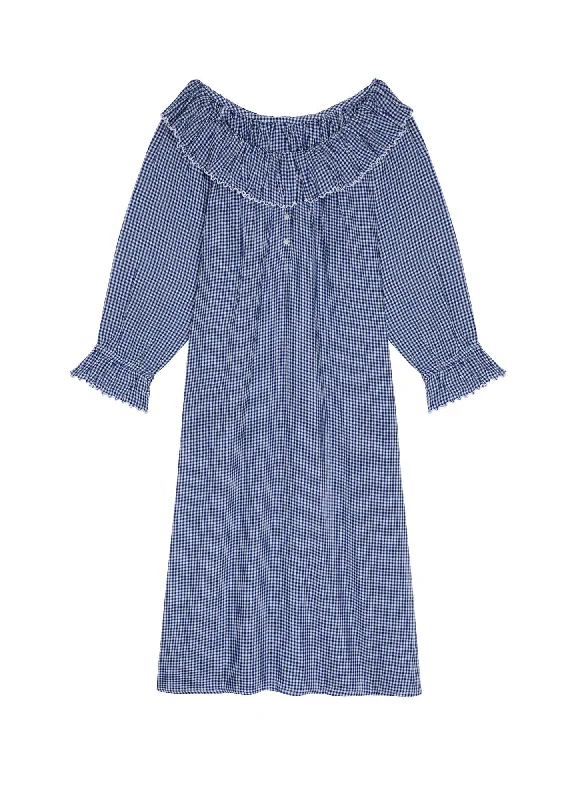 Pandora Nightdress in Navy Gingham