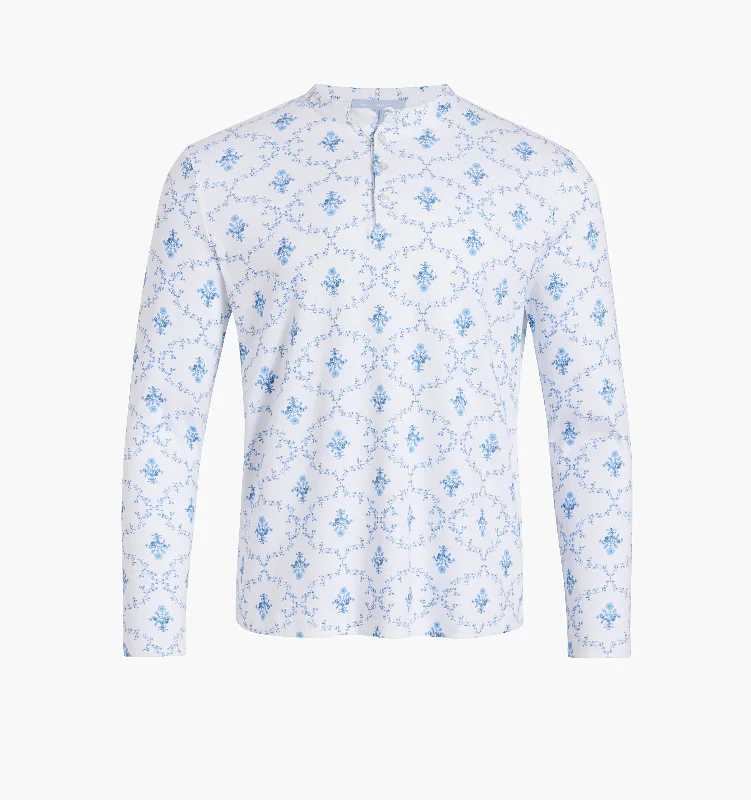 The Harry Sleep Top - Blue Trellis