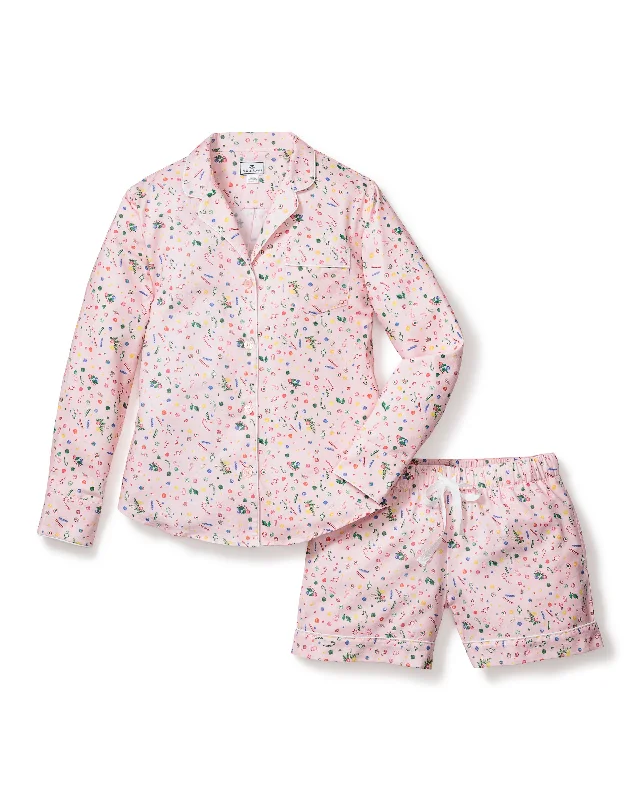 Women’s Twill Long Sleeve Short Set in Vintage Sweets