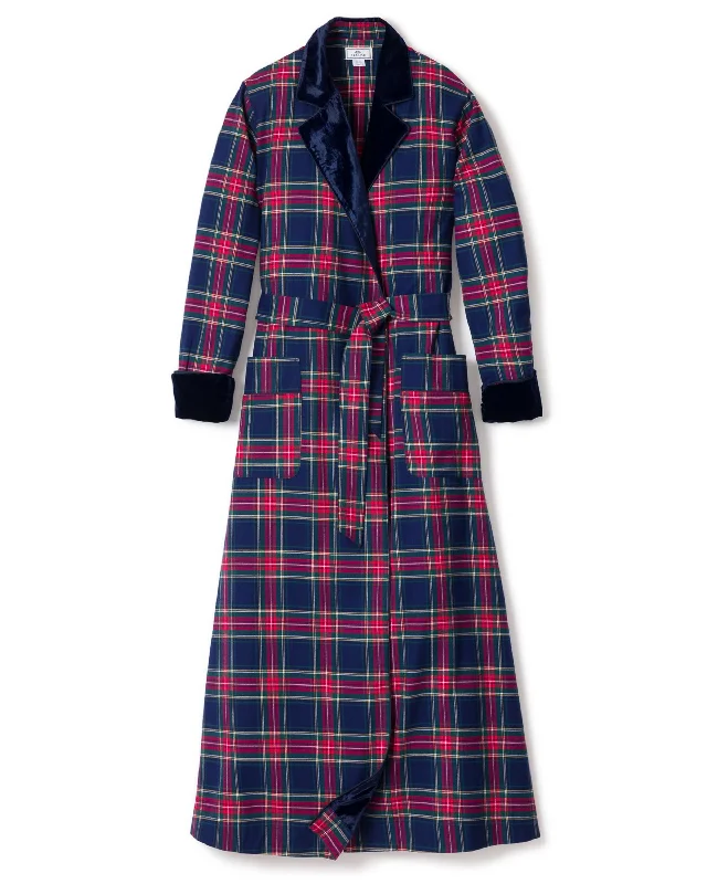 Women’s Windsor Tartan Long Robe with Velvet Trim