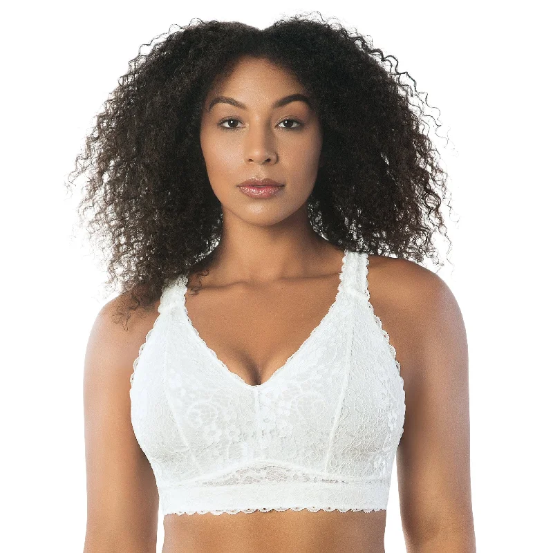 PARFAIT Adriana P5482 Women's Curvy and Full Bust Supportive Wire-free Lace Bra  - Pearl white