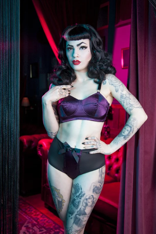 Bettie Page Plum Spiral Stitch Bullet Bra A - F