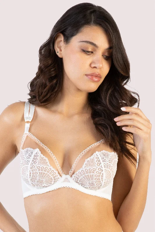 Carmen White Lace Plunge Bra