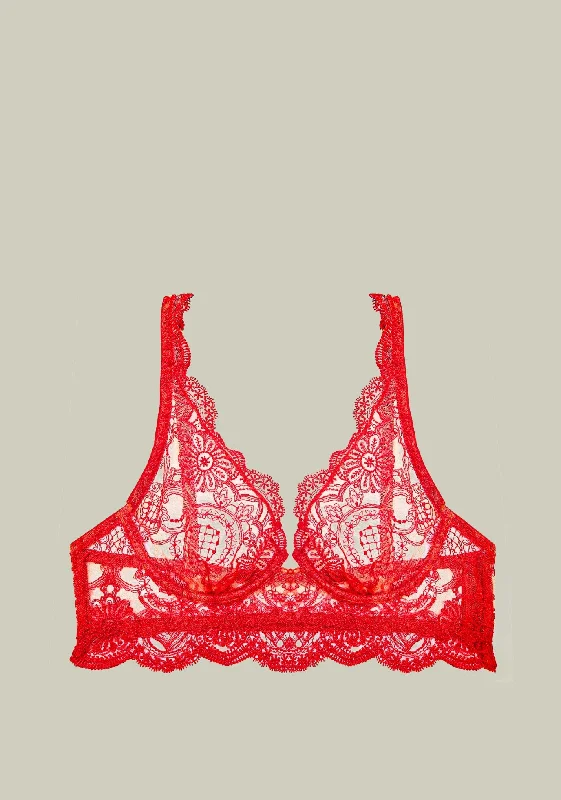 Casino Games Underwired Triangle Bra in Red