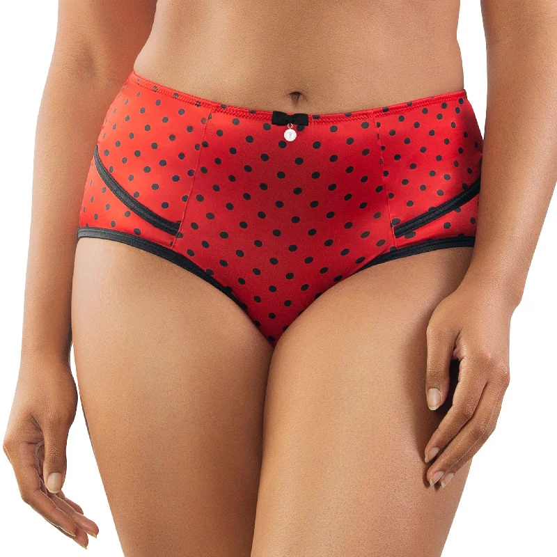 PARFAIT Charlotte 6917 Women's Full Figured Curvy High Waist Brief Vintage  - Racing Red Dot