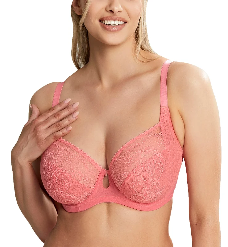 Cleo by Panache Alexis Low Front Balconnet Underwire Bra (10471) - Sunkiss Coral