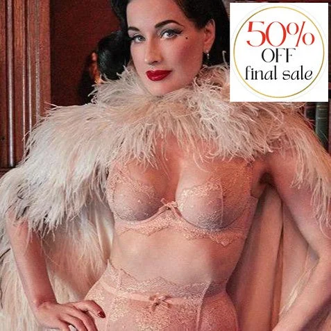 Dita Von Teese Lurex Lace UW Bra in Vintage Pink D59015