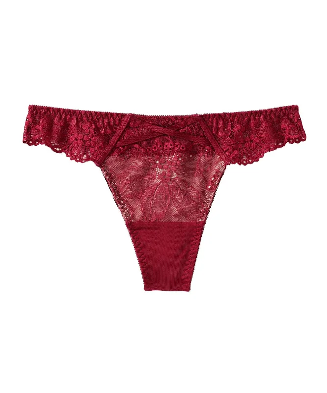 Elegant Flowery Lace Thong Panty