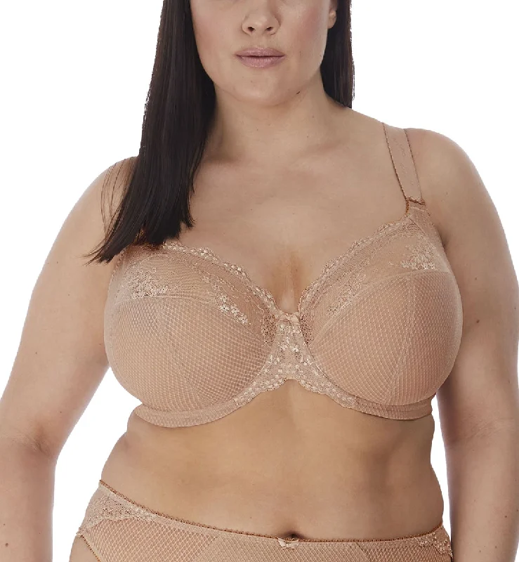 Elomi Charley Banded Stretch Lace Plunge Underwire Bra (4382) - Fawn