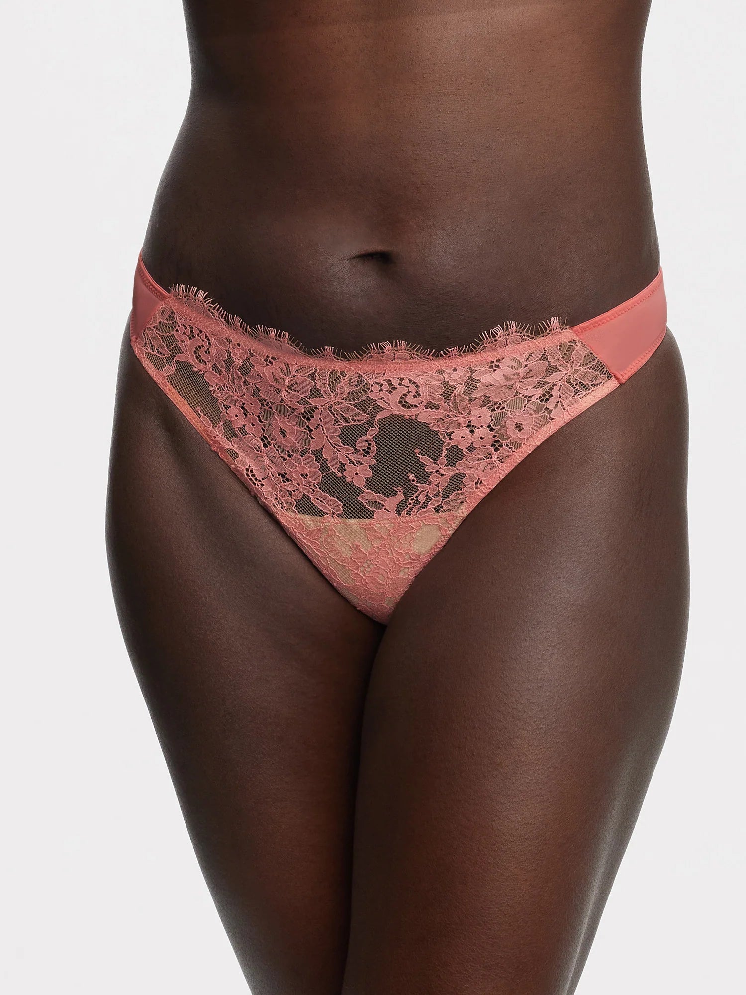 Entice Front Lace Thong in Geranium/Cashmere