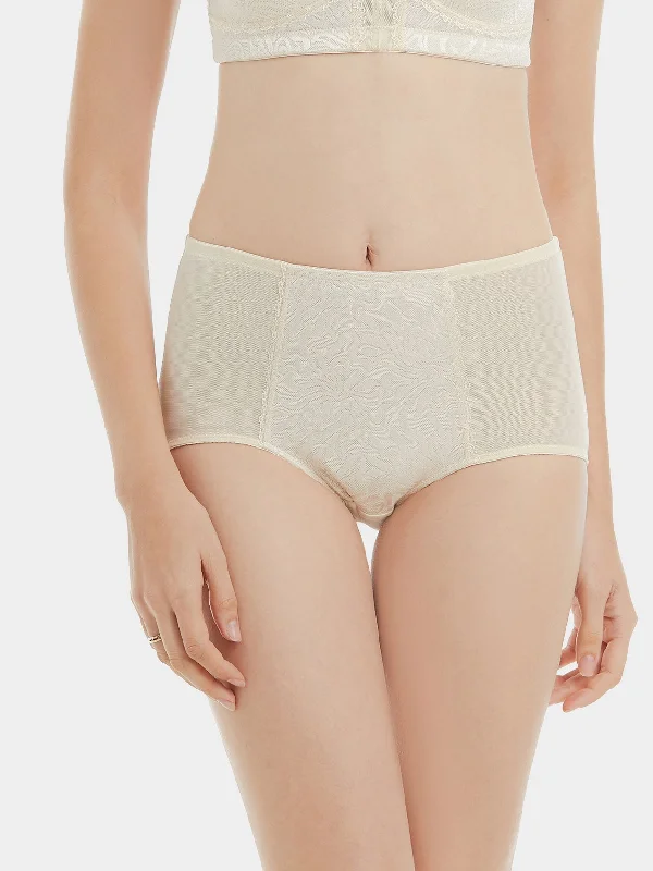 Full Coverage Mid Waist Breathable Underwear Nude