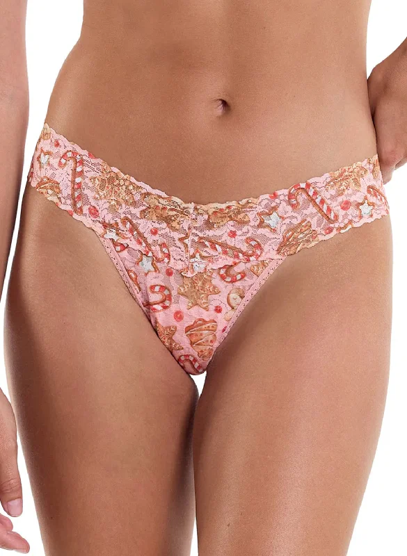 Signature Lace Gingerbread Printed Low Rise Thong