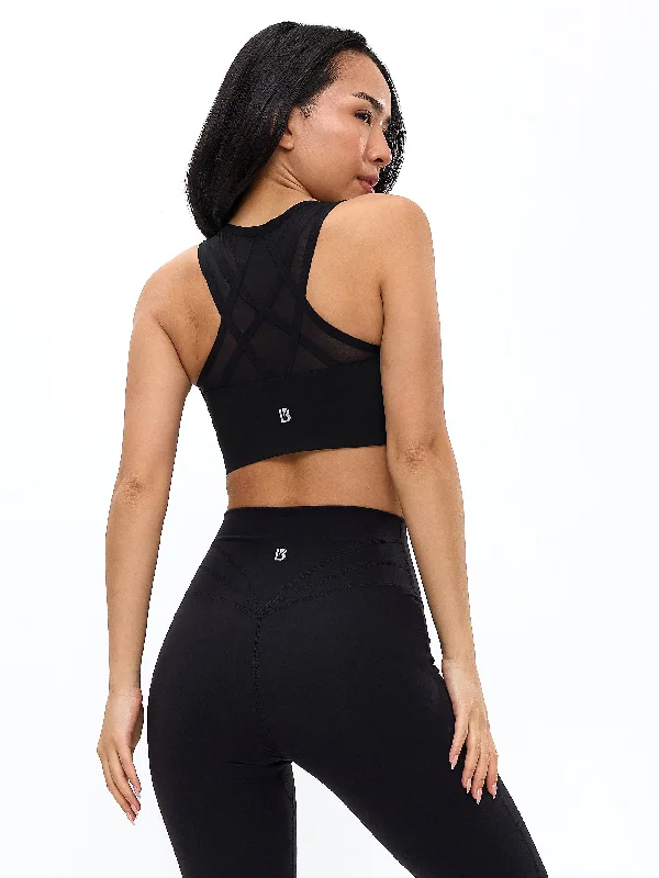 High Impact Zip Sports Bra - Onyx Black