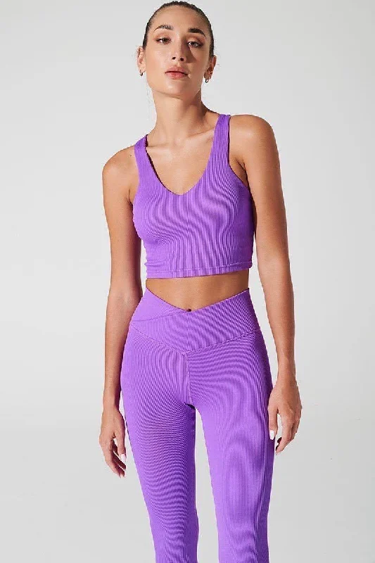 Hydra Ribbed Tank Bra - Deep Lilac