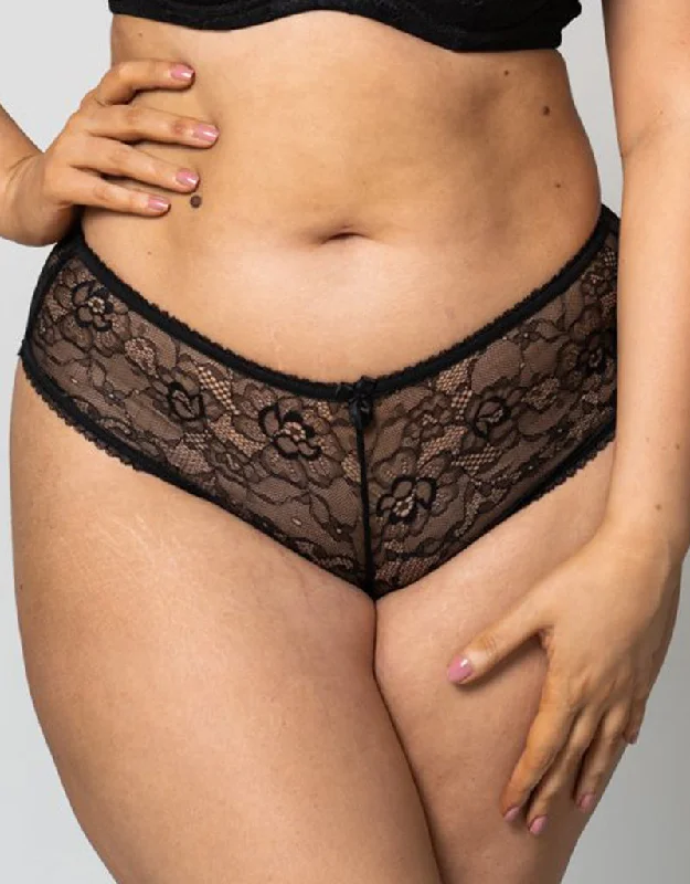 Ivory Rose Lace Brief Black