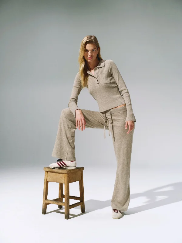 Knit Straight Leg Trousers - Sand