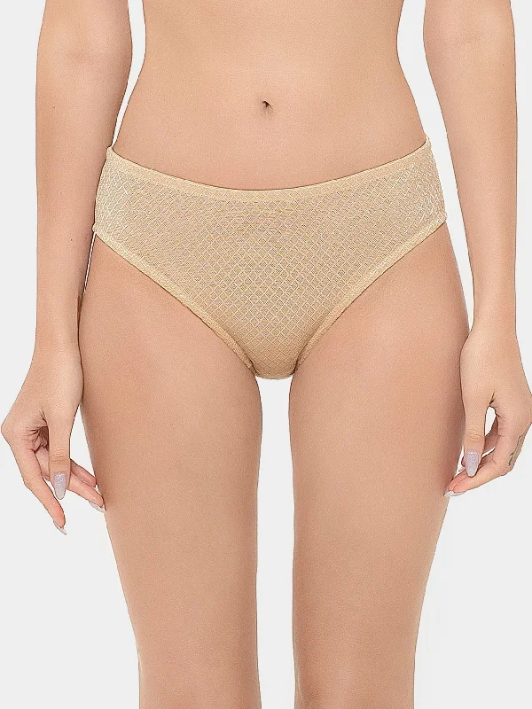 Cotton Lace Mesh Plus Size Panties 4 PCS Nude