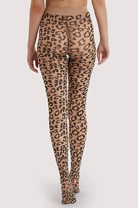 Leopard Knit Tights Light Nude/Black US 4 - 18