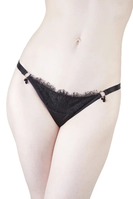 Mae Black Satin and Lace Brief