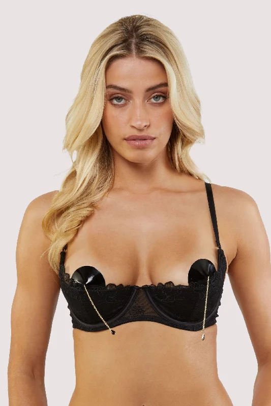 Marlowe Black Floral Embroidered Quarter Cup Bra