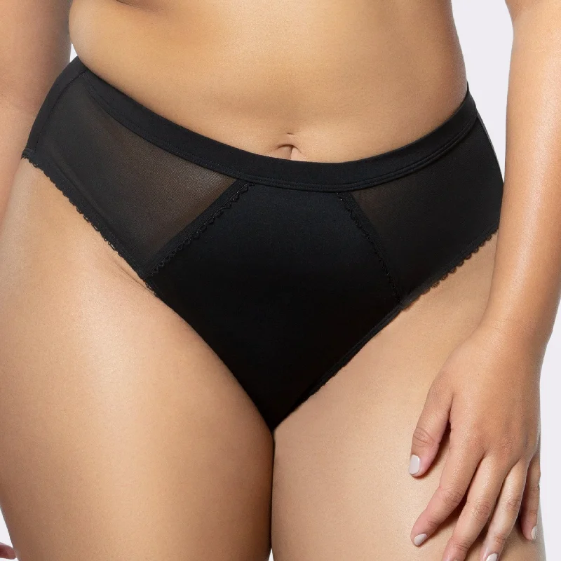 PARFAIT Micro Dressy PP306 French Cut High Waisted Sexy Sheer Panties (2 Pack)  - Black