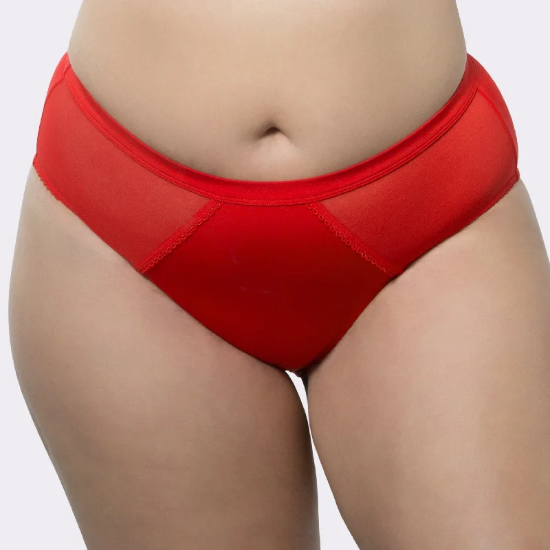 PARFAIT Micro Dressy PP306 French Cut High Waisted Sexy Sheer Panties (2 Pack)  - Racing Red