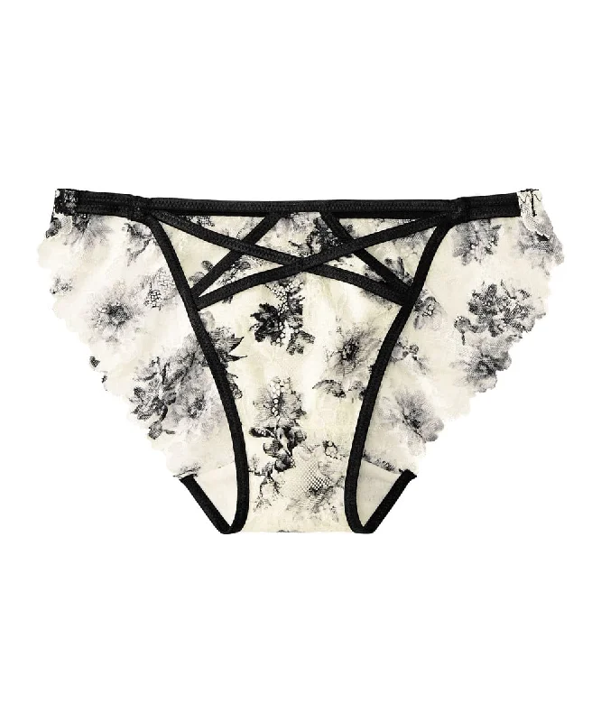 Monotone Flower Lace Bikini Panty