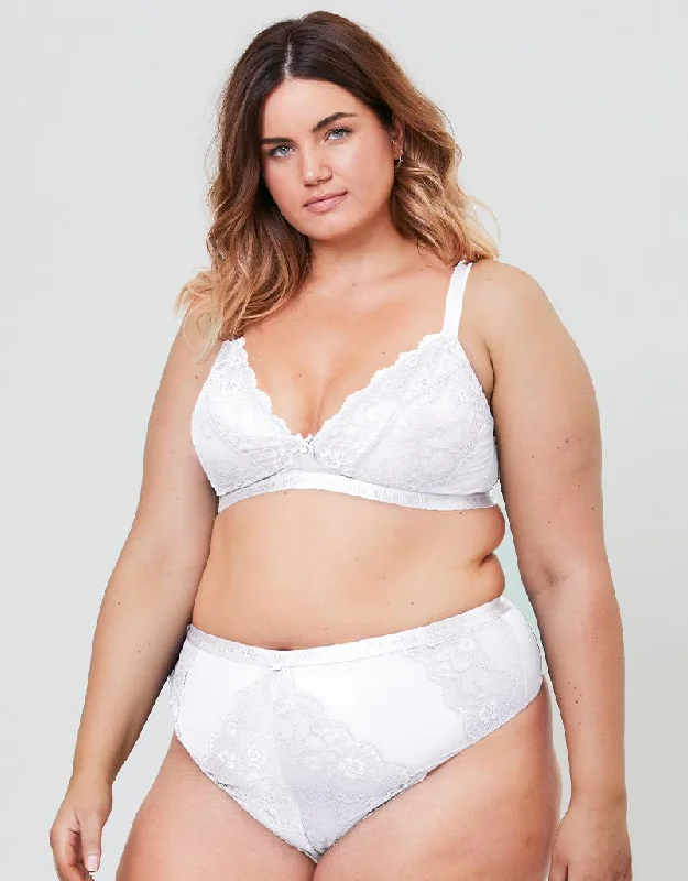 Oola Lace & Logo Bralette White