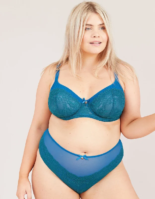 Oola Tonal Lace Balconette Bra Teal/Emerald