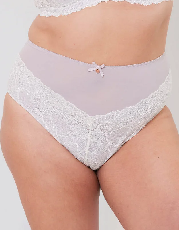 Oola Tonal Lace High Waist Brief Ivory/Latte