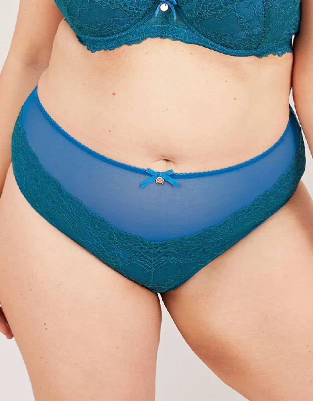 Oola Tonal Lace High Waist Brief Teal/Emerald