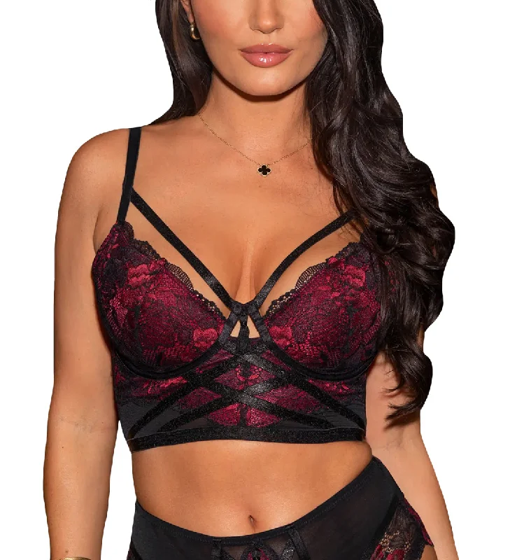 Pour Moi After Hours Padded Longline Underwire Bra (27501) - Red/Black