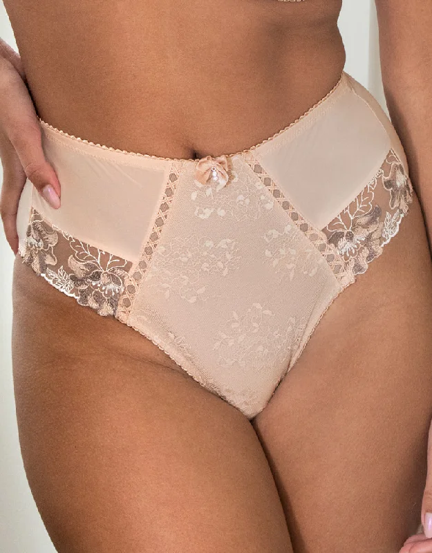 Pour Moi Sofia Lace Embroidered Deep Brief Latte