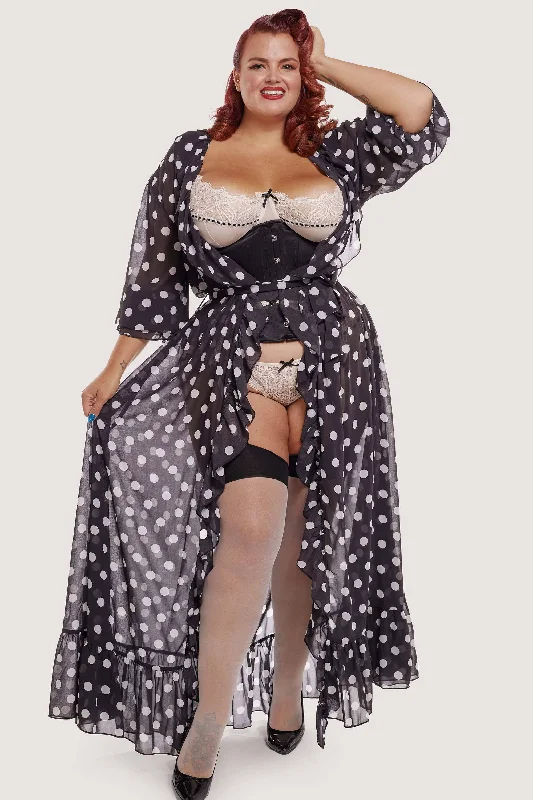 FFFB Chiffon Polka Dot Black Robe Curve