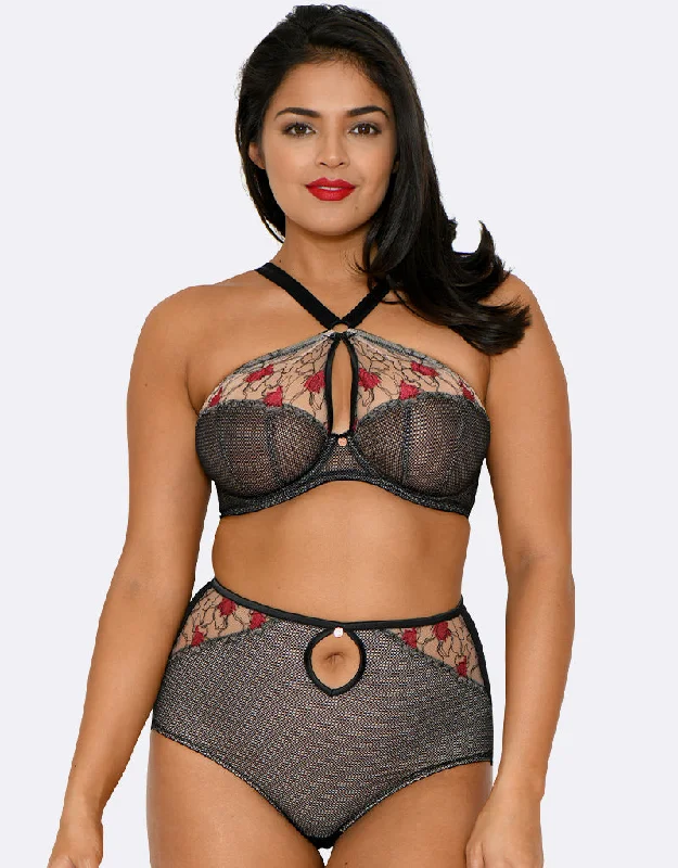 Scantilly by Curvy Kate Heart Throb Plunge Bra Black/Red