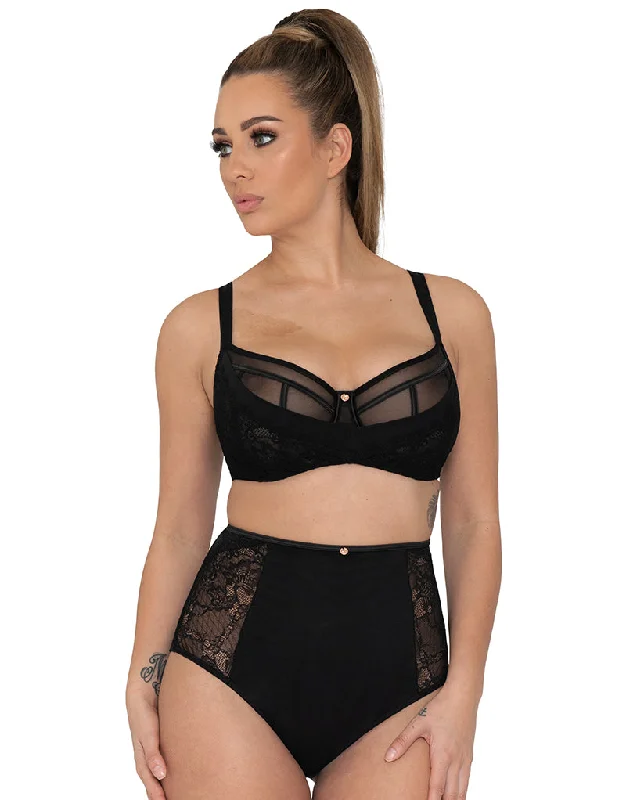 Scantilly Peek-A-Boo Lace Balcony Bra Black