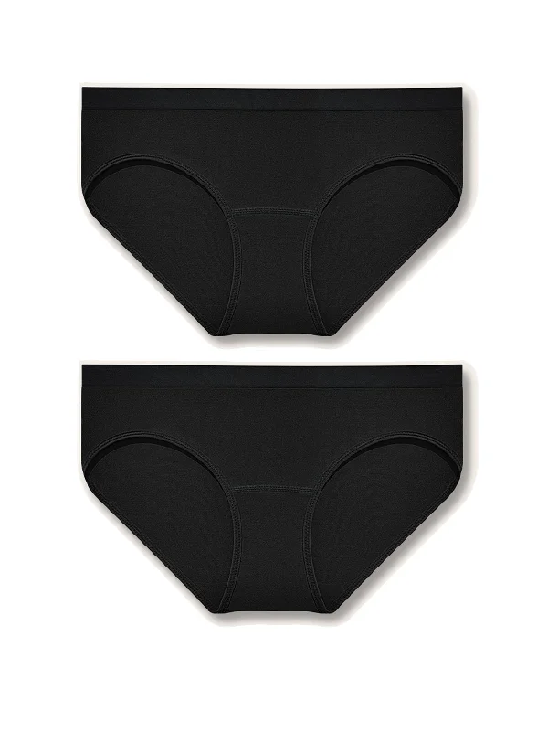 Seamless Panties Stretch Soft Underwear 2PCS Black