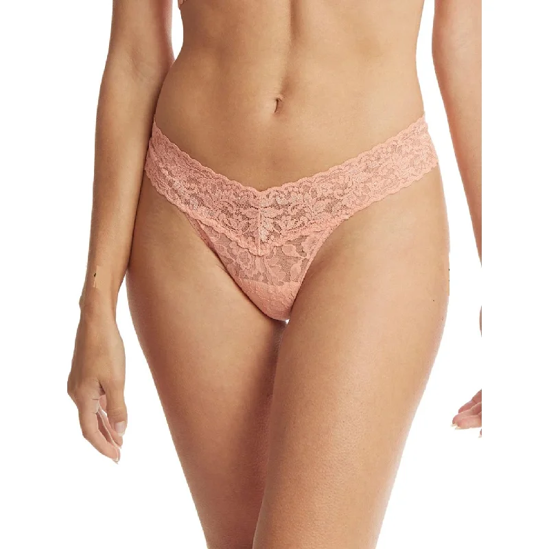 Signature Lace Low Rise Thong in Snapdragon Peach