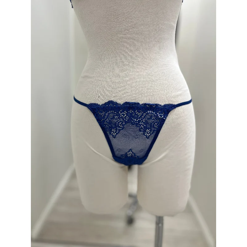 So Fine Lace Tiki G-string in Cobalt