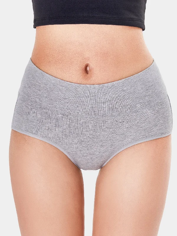 Soft Cotton High-Cut Briefs Breathable Panties Grey