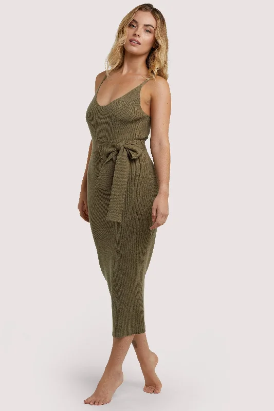 Lounge Khaki Knitted Rib Dress