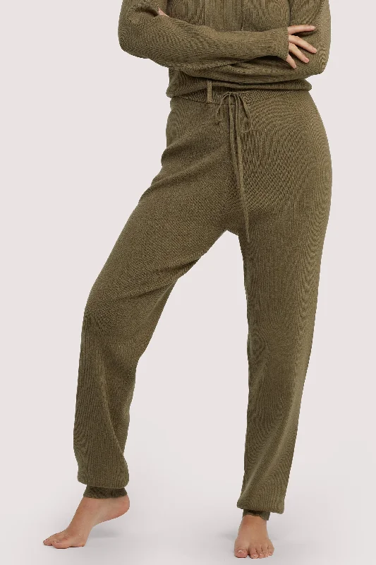 Lounge Khaki Knitted Rib Jogger