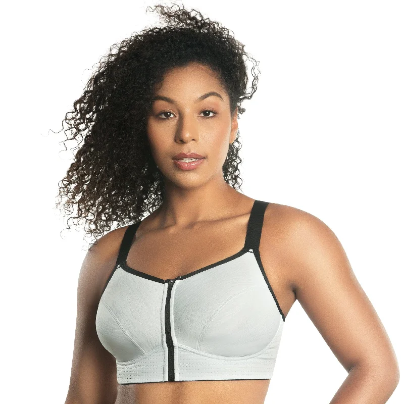 PARFAIT Wave P6052 Women's Wire-Free Front Closure Sports Bra - Silver