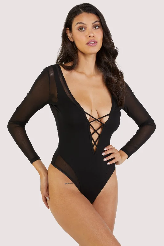 Anika mesh and jersey panelled long-sleeve body