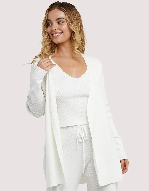 Wolf & Whistle Lounge Knitted Rib Cardigan Ivory