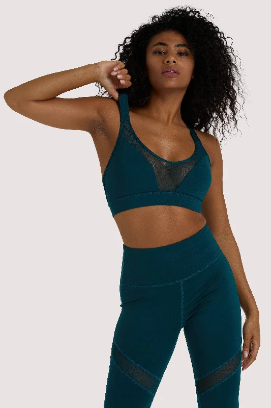 Eco Teal Racer Back Sports Bra