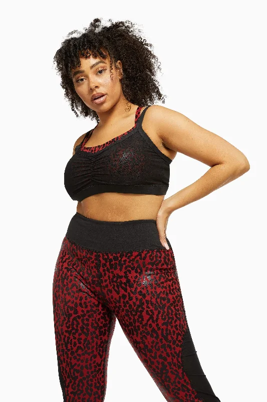 Red Wet Look Leopard Mesh Top Curve